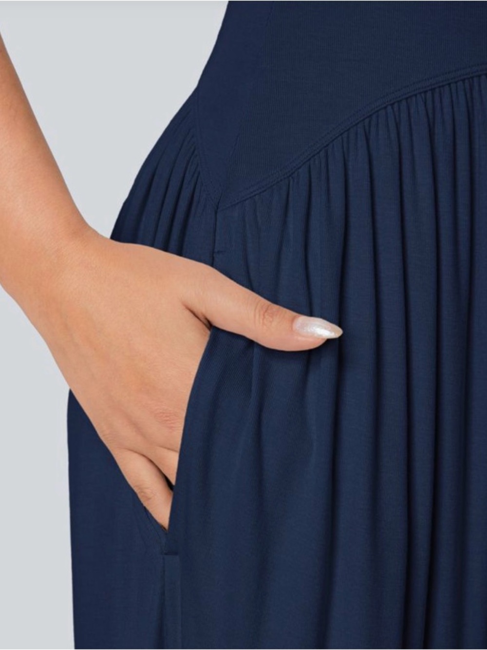 HALARA Strapless Navy Harem Jumpsuit with Pockets - Picture 5 of 5